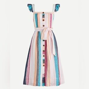 J. Crew Button-up midi dress in mixed stripe